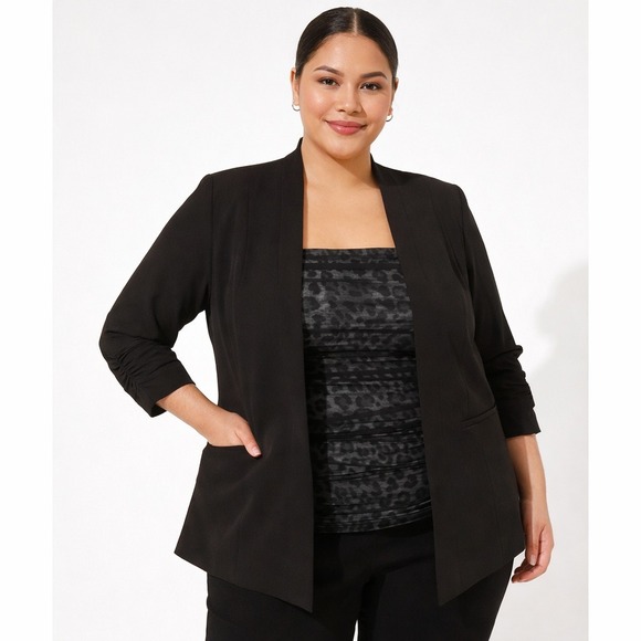 torrid Jackets & Blazers - NWT Torrid Studio Crepe Collarless Blazer Jacket Black Office Pro Plus Size 3 3X